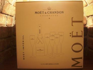 Champagner Frankreich Moët & Chandon 6x 0,75 l Flasche inkl. 6x Moët & Chandon Gläser